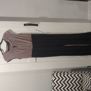 Ronni Nicole Women's Blak/Brown Jumpsuit, Sz. 10. Cap Sleeve with Pockets.